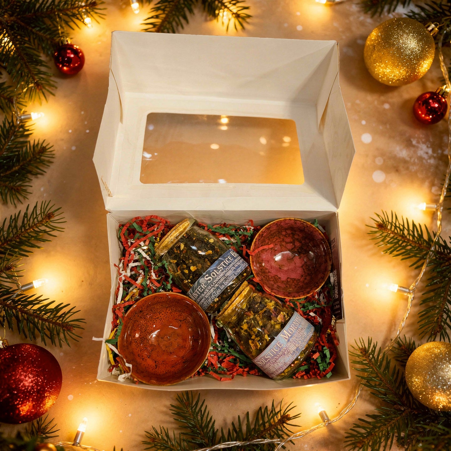 Winter Solstice Tea Gift Set with Ceramic Teacups